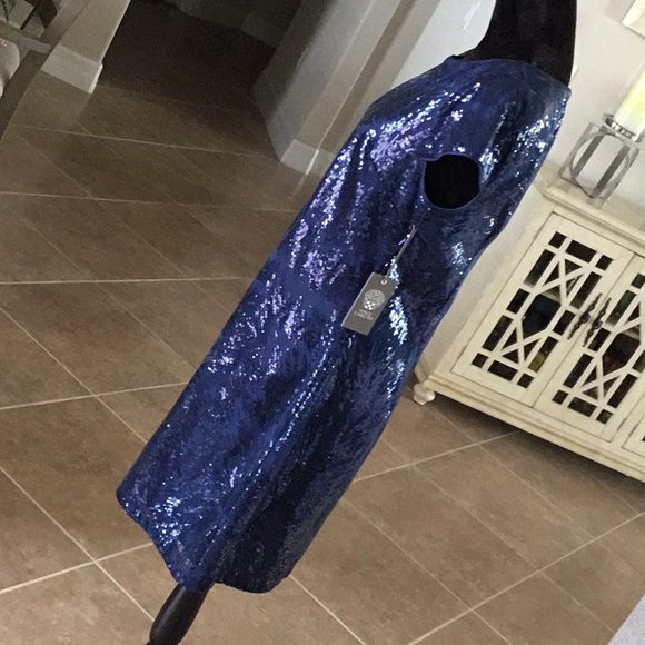 Vince Camuto  sequin sheath dress, blue, NWT - Picture 5 of 10